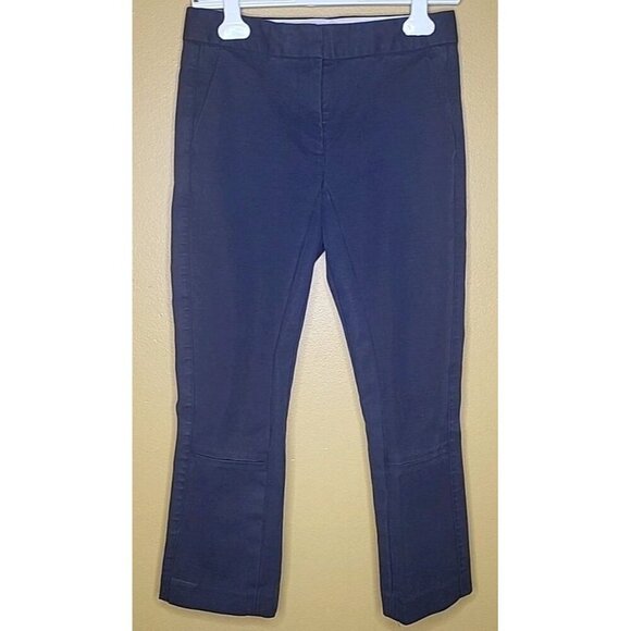 Tory Burch Pants Navy Blue Flat Front Pockets Stovepipe Leg W Snaps Womens 2 - Picture 4 of 7